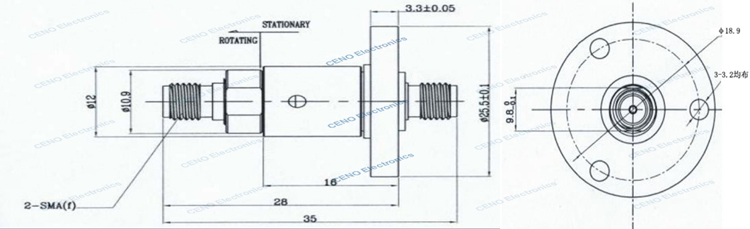 RCN0118E-Single-Channel-Coaxial-Radio-Frequency-Rotary-Joint-Drawing