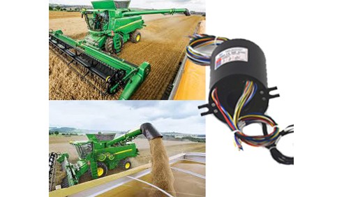 Application of electric slip ring in grain harvester